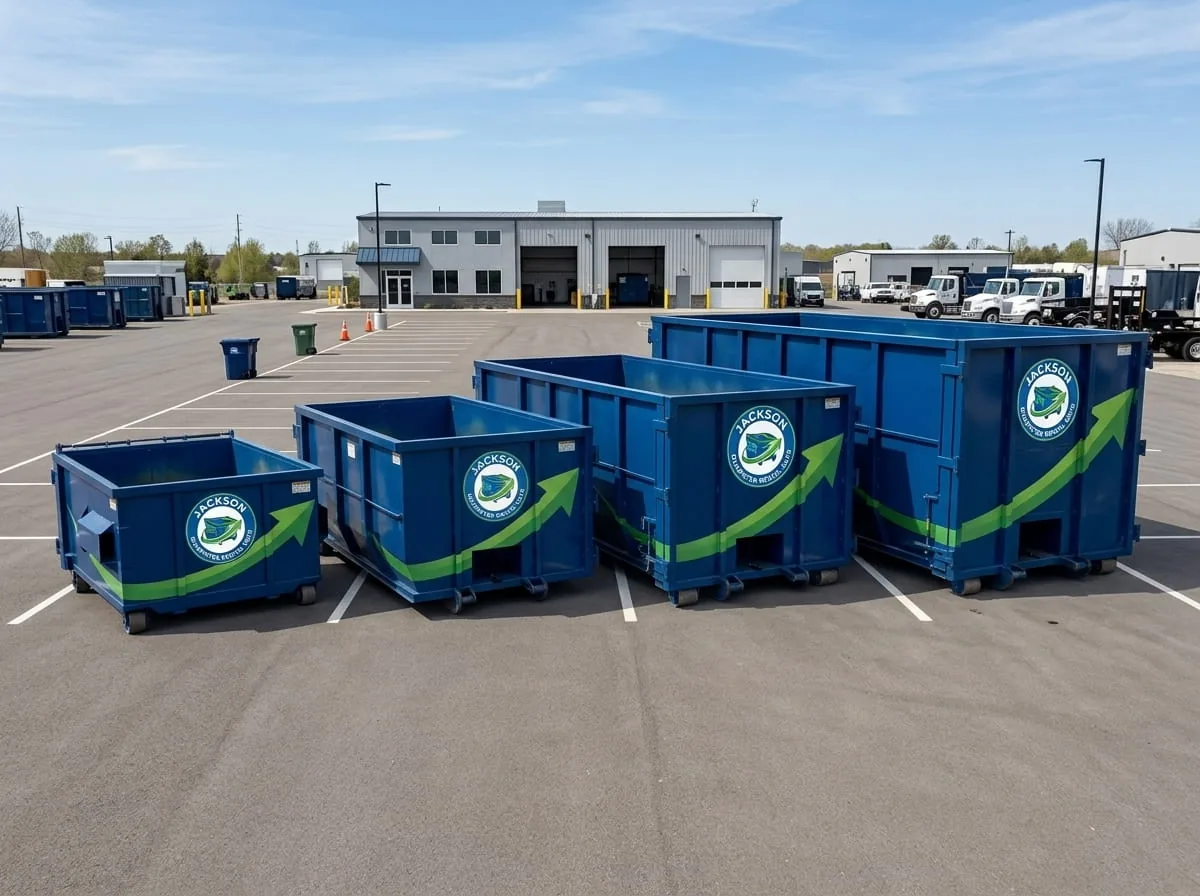 Residential roll-off dumpster in an Jackson driveway